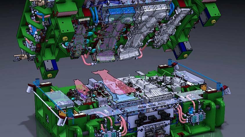 CAD Konstruktion - Qualitatives Werkzeugdesign CAD Konstruktion eines Warmumformwerkzeuges für Produktion vier Stahlbauteilen in einem Hub