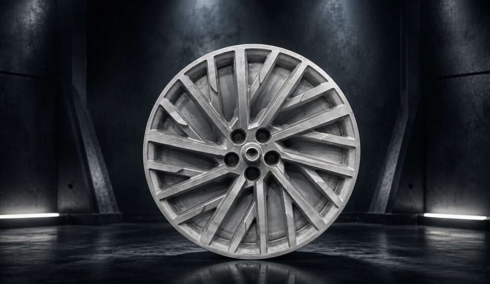 Complex aluminum wheel component for automotive applications and advanced lightweight design concepts.