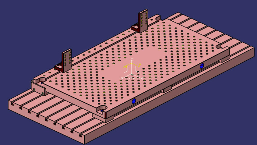 weba Werkzeugbau - Single Minute Exchane of Die CAD Konstruktion einer Rüstplatte für Effizienzsteigerung in der mechanischen Bearbeitung, entwickelt während des Single Minute Exhange of Die Projekts bei weba Werkzeugbau